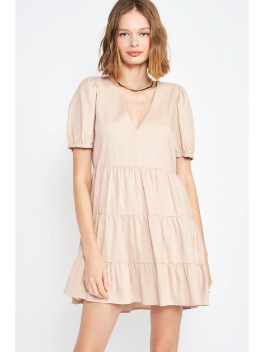 En Saison Madison Babydoll Mini Dress Natural Medium Cotton NWT Feminine